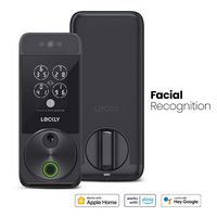Lockly - Visage Smart Lock Wi-Fi Deadbolt Facial/Keyway/Fingerprint - Matte Black - Large Front