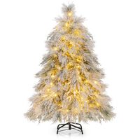 Costway - 4.5 FT Pre-Lit Artificial Christmas Tree with 279 PVC & Pine Needles & PE Tips - Green/... - Large Front