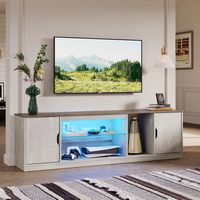 Bestier - TV Cabinet with Storage and LED Light Strips Up to 75