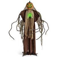 Costway 5.75ft Halloween Animatronics Decoration Talking Ghost Pumpkin - Brown - Large Front