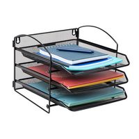 Mind Reader - 3-Tier Paper Tray, Desktop Organizer, Wall Mountable, Office, Metal Mesh, 11.5