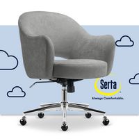 Serta - Mia Retro-Modern Soft Velvet Upholstery Ergonomic Home Office Chair - Gray - Large Front