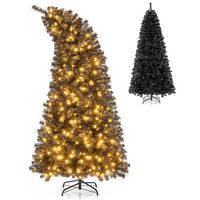 Costway - 7 FT Artificial Halloween Tree with Bendable Top Section 1050 Branch Tips 340 Lights - ... - Large Front