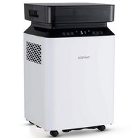 Costway 70 Pint Dehumidifier for Basement with Continuous & Auto Mode Large Water Tank - White - Large Front