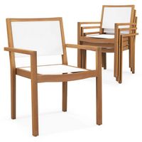 Costway Stackable Dining Chair Set of 4 with Wear-resistant Fabric & Breathable Backrest - White ... - Large Front