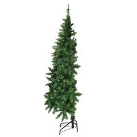 Costway - 5ft Pre-lit PVC Artificial Half Christmas Tree 250 LED Lights - Green - Large Front