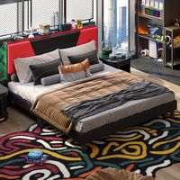 Bestier - King Size Bed Frame with LED Adjustable Storage headboard, PU Leather Upholstered Platf... - Large Front