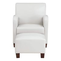 OSP Home Furnishings - Aiden Chair & Ottoman Faux Leather - Cream - Large Front