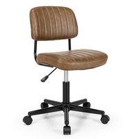 Costway - PU Leather Adjustable Swivel Office Chair with Backrest - Brown - Large Front