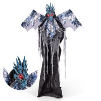 Costway - 6ft Halloween Animatronic Decoration Animated Dragon with Light Up Eyes Posable Wings &... - Large Front