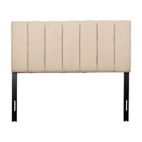 CorLiving - Helena Channel Tufted Velvet Full/Double Headboard - Cream - Large Front