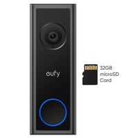 eufy - Smart Wi-Fi C30 2K Wireless Video Doorbell with 32GB MicroSD Card - Black - Large Front