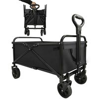 Bestier Folding Collapsible Wagon Utility Camping Cart W/Wheels & Adjustable Handle - Black - Large Front