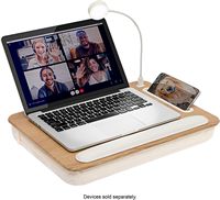 LapGear - Sidekick Pro Lap Desk with LED Conference Light - White Oak Woodgrain - Large Front