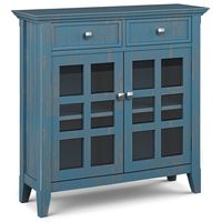 Simpli Home - Acadian Entryway Storage Cabinet - Distressed Coastal Blue - Large Front