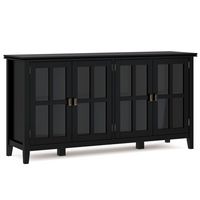 Simpli Home - Artisan Wide 4 Door Storage Cabinet - Black - Large Front