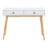 OSP Home Furnishings - Kayla Mid-Century Writing Desk - White/Light Wood - Large Front