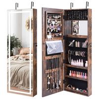 Costway - LED Mirror Jewelry Cabinet Wall/Door Mounted  47