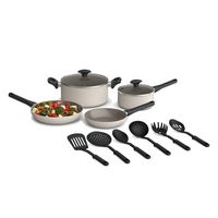 Bella - 12-Piece Ceramic Nonstick Cookware Set - Oatmilk - Large Front