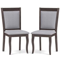 Costway Wood Dining Chairs Set of 2 with Rubber Wood Frame Padded Seat High Backrest - Brown - Large Front