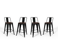 Simpli Home - Rayne Metal and Wood Counter Height Stool (Set of 4) - Black - Large Front