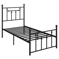 Costway Twin Size Metal Bed Frame with Headboard Under-bed Storage Mattress Foundation - Black - Large Front