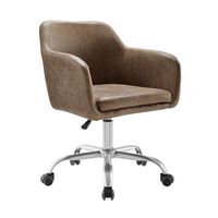 Linon Home Décor - Carvel Faux Leather Height-Adjustable Office Chair - Brown - Large Front