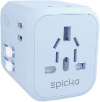 Epicka - Dual AC Outlet 35W Universal Travel Adapter with 2 USB-C PD Fast Charging & 3 USB-A (TA-... - Large Front