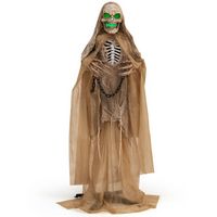 Costway - Lighted and Animated Halloween Decoration 67” Outdoor Halloween Skeleton w/ LED Creepy ... - Large Front