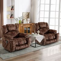 Bestier - Set of 2 40.6 in. W Oversize Power Lift Recliner Chair with Massage and Heating - Brown - Large Front