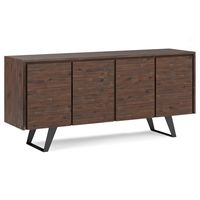 Simpli Home - Lowry Large 4 Door Sideboard Buffet - Distressed Charcoal Brown - Large Front