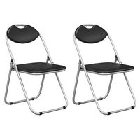 Costway 2 PCS U Shape Folding Chairs Furniture Home Outdoor Picnic Portable - Black - Large Front
