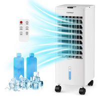 Costway Evaporative Air Cooler Fan Portable Oscillating Swamp with 3 Speeds Modes Remote - White - Large Front