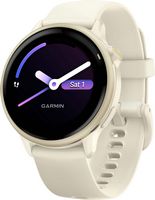 Garmin - vívoactive 6 GPS Smartwatch 42 mm Fiber-reinforced polymer - Lunar Gold with Bone Band - Large Front