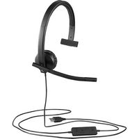 Logitech - H570e Mono Wired Over-ear Headset - Black - Large Front