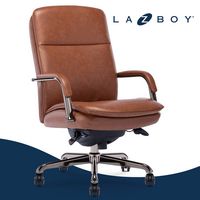 La-Z-Boy - Opus Executive Mid-Back Bonded Leather Office Chair - Cognac and Graphite - Large Front