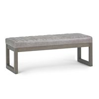 Simpli Home - Casey Ottoman Bench - Distressed Grey Taupe - Large Front