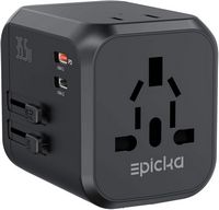 Epicka - Dual AC Outlet 35W Universal Travel Adapter with 2 USB-C PD Fast Charging & 3 USB-A (TA-... - Large Front