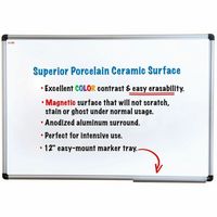 Floortex - Viztex Porcelain Magnetic Dry Erase Board with an Aluminium frame - 24'' x 36'' - White - Large Front