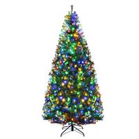 Costway - 7Ft Pre-Lit Artificial Christmas Tree Hinged 500 LED Lights - Green - Large Front