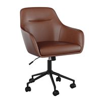 Martha Stewart - Rayna Faux Leather Office Chair - Saddle Brown Faux Leather/Oil Rubbed Bronze - Large Front
