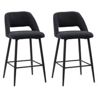 CorLiving - Talia Velvet Counter Height Barstool (Set of 2) - Black - Large Front