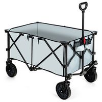 Costway - Folding Collapsible Wagon Utility Camping Cart W/Wheels & Adjustable Handle Grey - Grey - Large Front