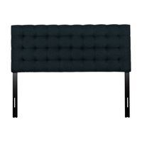 CorLiving - Valencia Square Tufted Upholstered Queen Headboard - Blue - Large Front