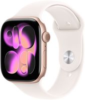 Apple Watch Series 11 (GPS+Cellular) 46mm Aluminum Case with Light Blush Sport Band - S/M - Rose ... - Large Front