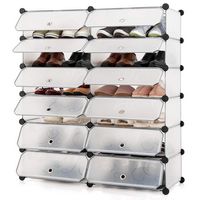Costway - Shoe Rack 12-Cube DIY Plastic Shoe Cabinet Multi Use Modular Closet Shelf White - White... - Large Front