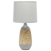 Simple Designs - Ceramic Oblong Table Lamp - Gray/light wood - Large Front