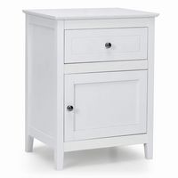 Costway - Nightstand Accent Side End Table Storage Cabinet with Drawer - White - Large Front