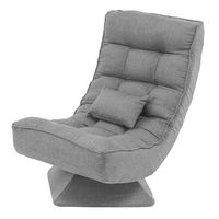 Costway - 360° Swivel Floor Chair 5-Level Adjustable Lazy Chair w/ Massage Pillow - Grey - Large Front
