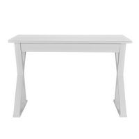 Walker Edison - Glass and Wood Computer Desk - White - Large Front